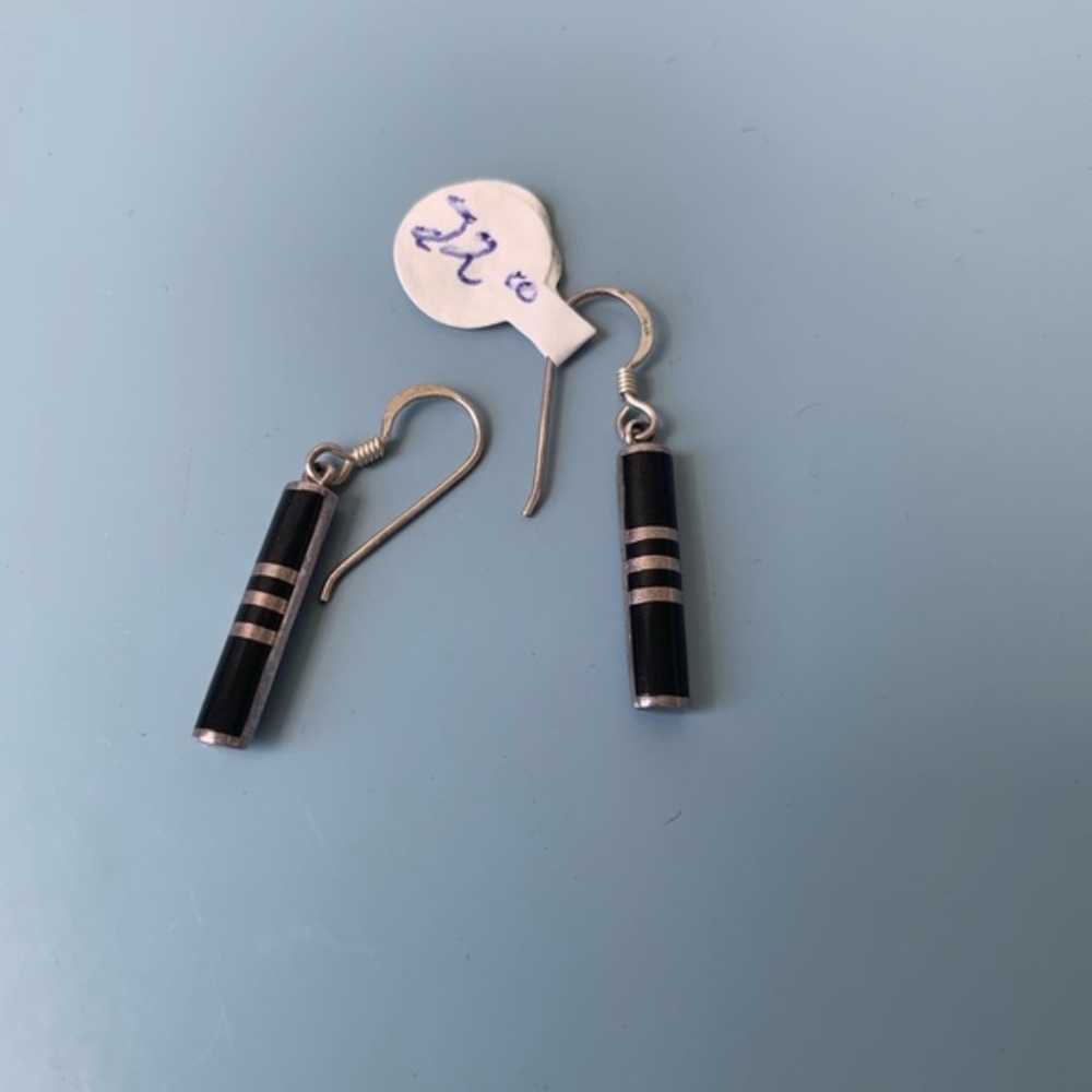 Sterling silver straight drop earrings